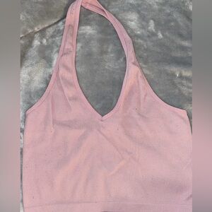 Medium pink top with a couple fuzzies stuck to it